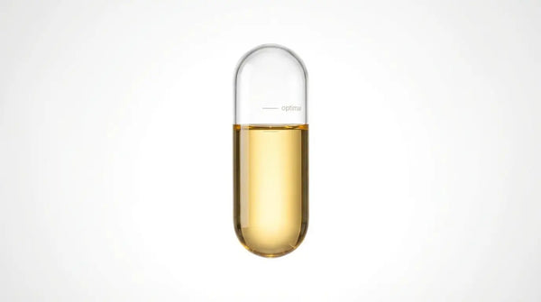 A glass capsule filled exactly to the optimal level with calm liquid gold, visualizing the therapeutic window and safe dosage of Alpha-Lipoic Acid.